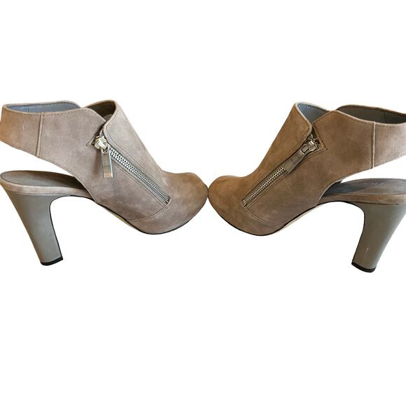 Franco Sarto gray suede open toe platform heels Edgy Moto 7 - Picture 6 of 9